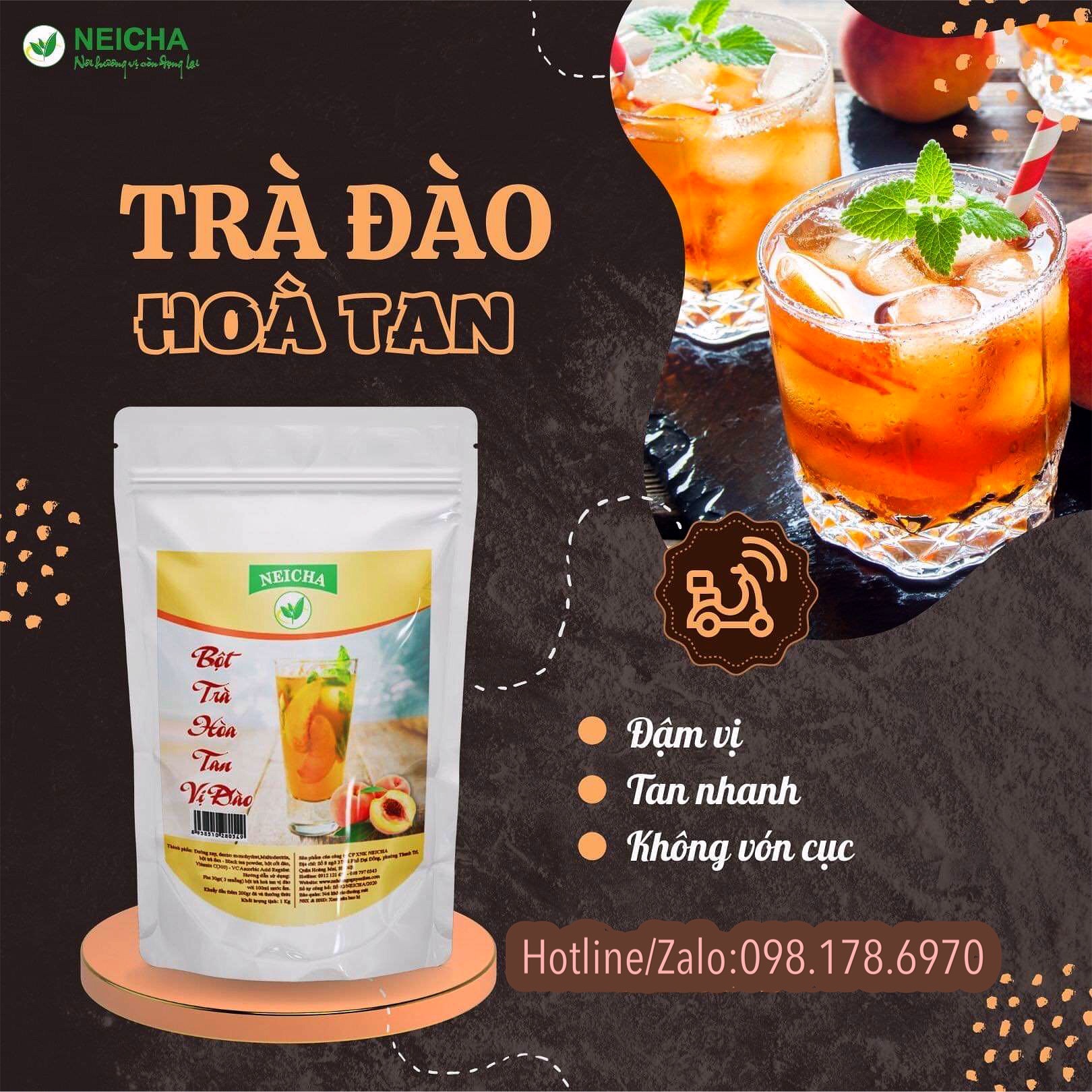 Trà đào hòa tan. pha sẵn siêu nhanh, thơm ngon đúng vị.
