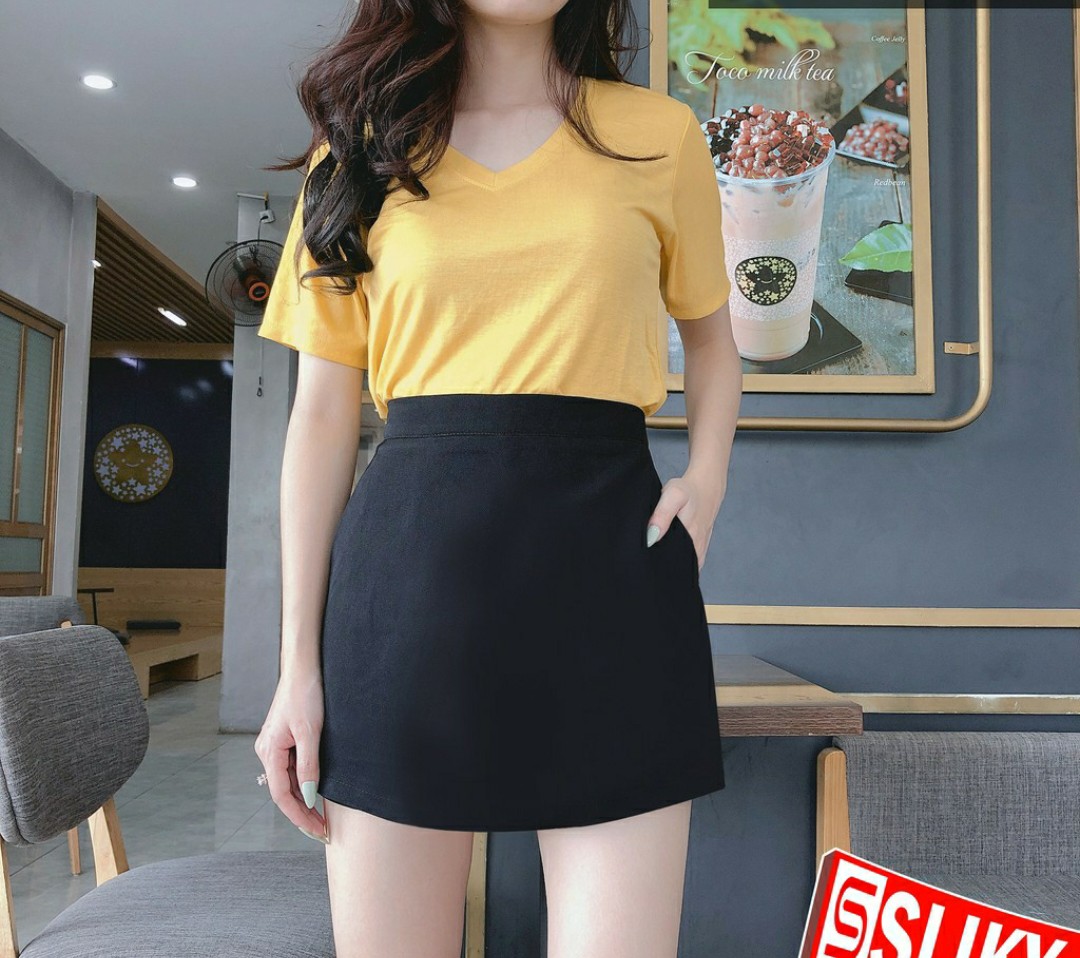 [HÀNG DẸP LOẠI 1] Chân váy công sở chữ A may kèm quần-vải tuyết mưa dày dặn