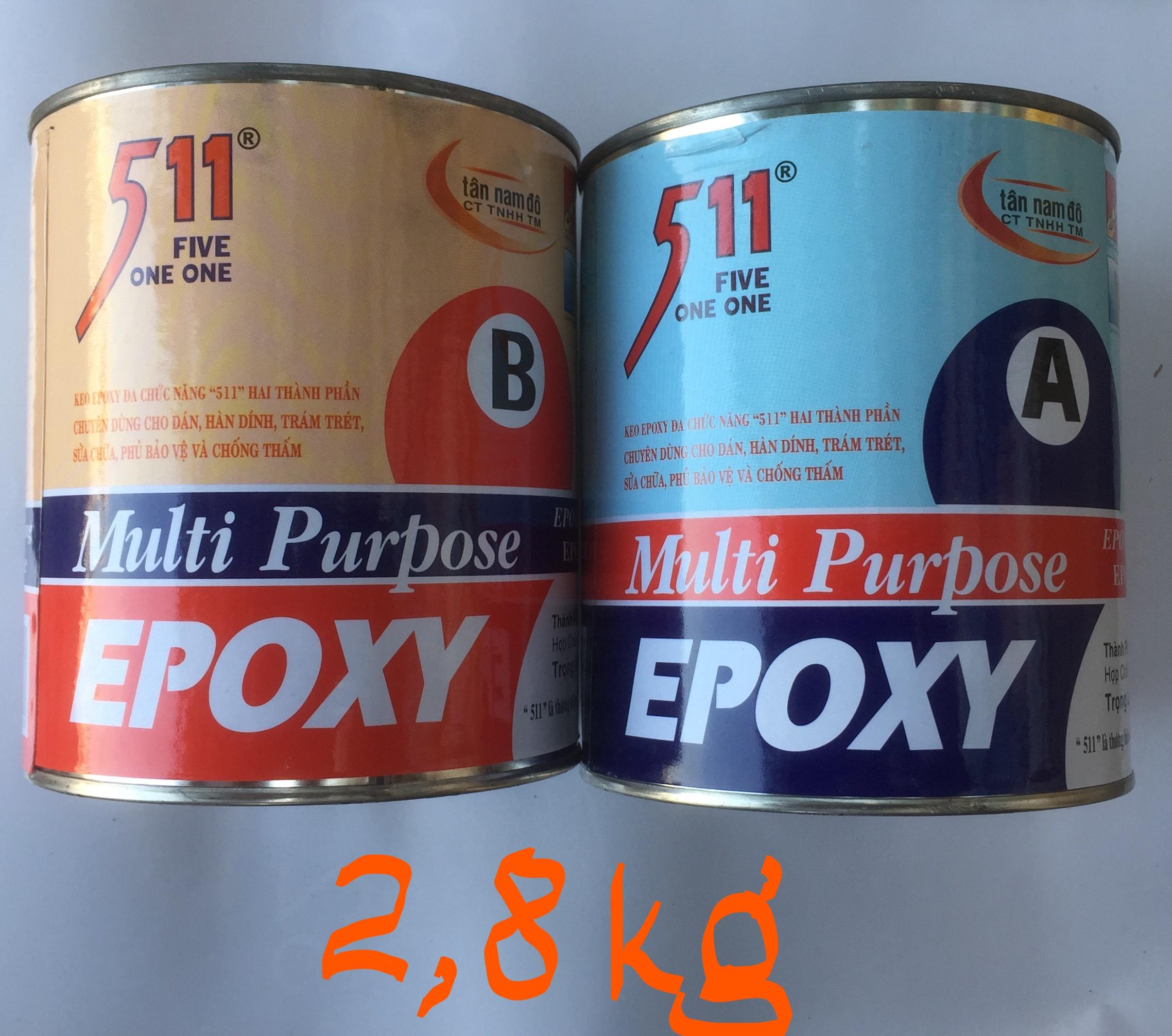 Keo epoxy 511 dán sắt gạch đá gỗ nhựa 2,8kg (2x1.400gr)