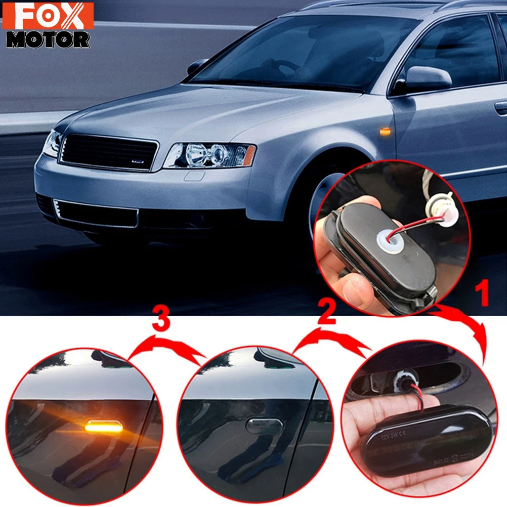2PC ánh sáng nâng cấp blinker đèn Side Repeater tín hiệu lần lượt ánh sáng tuần tự hun khói ống kính cho VW Golf Polo xe tạo kiểu tóc