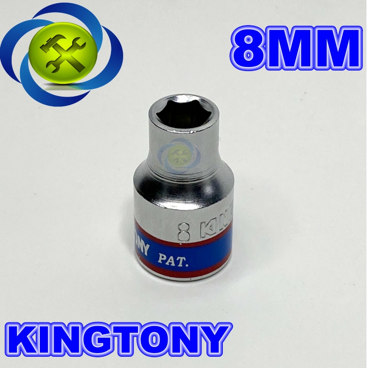 Tuýp 3/8 inch 08mm 6 cạnh màu trắng loại ngắn kingtony 333508m