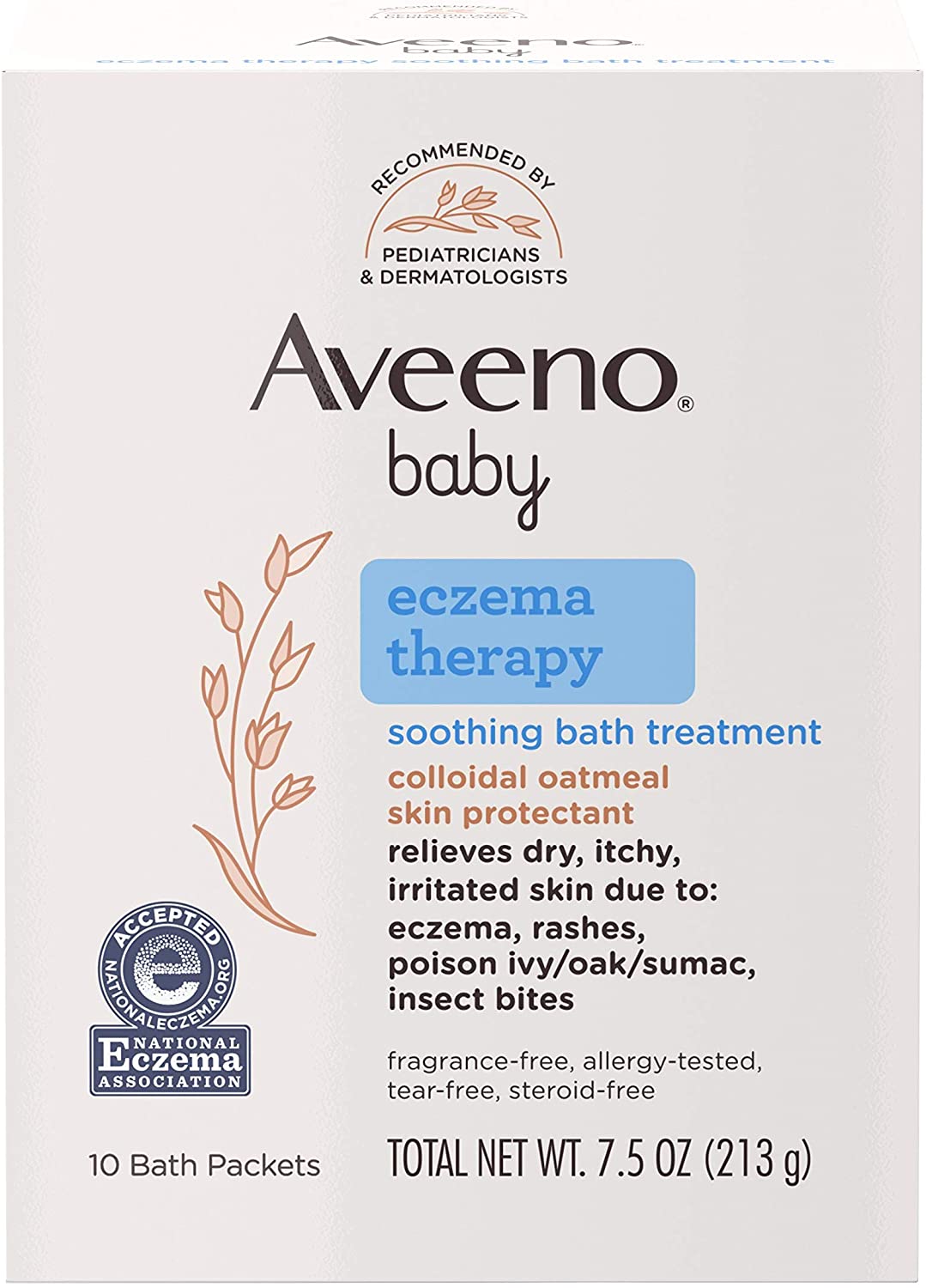 Bột tắm giúp làm dịu da khô, ngứa, kích ứng do phát ban, chàm, côn trùng cắn cho bé Aveeno Baby Eczema Therapy Soothing Bath Treatment