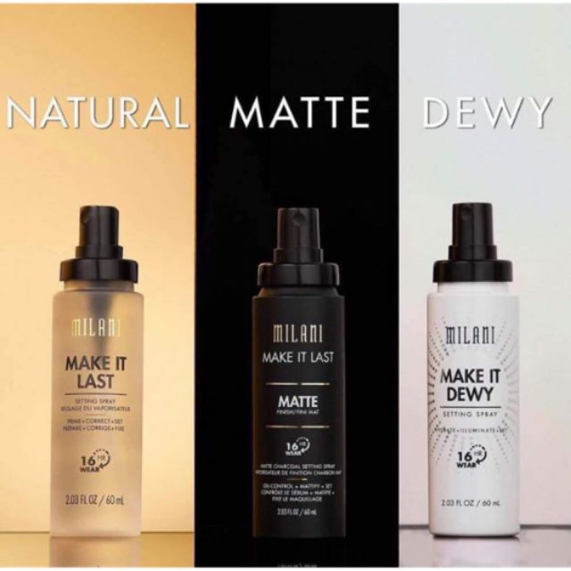Xịt khóa nền make up giữ lớp trang điểm milani make it last 60ml chống nắng, giúp nền ẩm mượt, lâu trôi