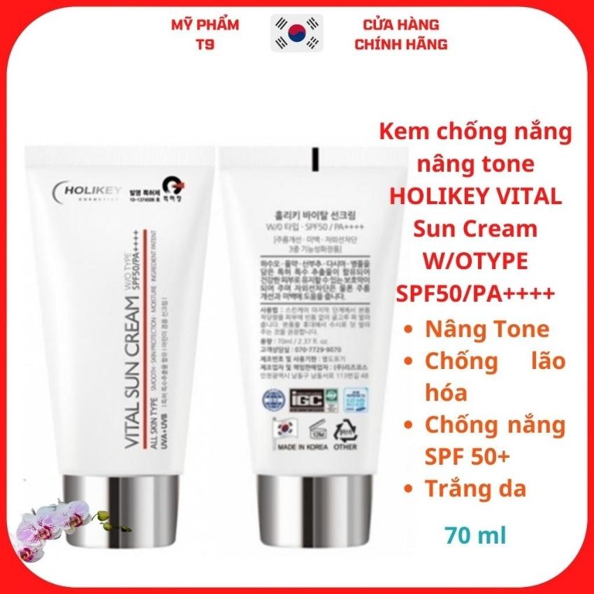 Kem chống nắng nâng tone cho da dầu HOLIKEY VITAL Sun Cream W/OTYPE SPF50/PA++++ 70ml mỹ phẩm Hàn Quốc chính hãng