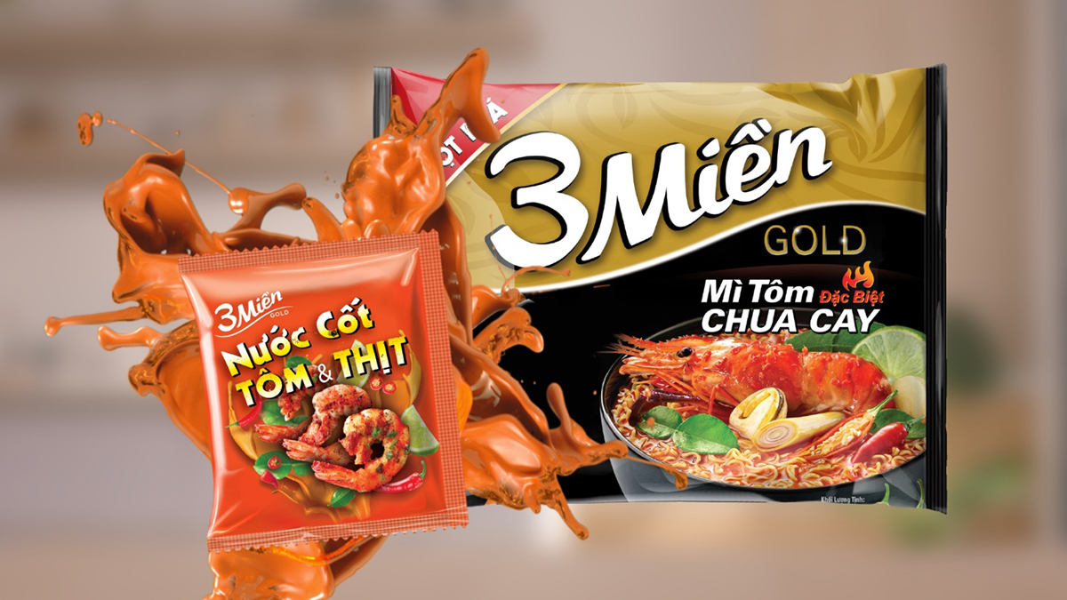 1 THÙNG Mì Ăn Liền 3 Miền Gold Mới Vị Tôm Chua Cay Đặc Biệt Thùng 30 gói x 75g- B088