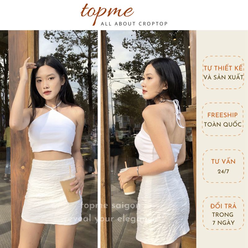 Áo croptop yếm, áo croptop nữ cổ yếm thun mềm co dãn | topme