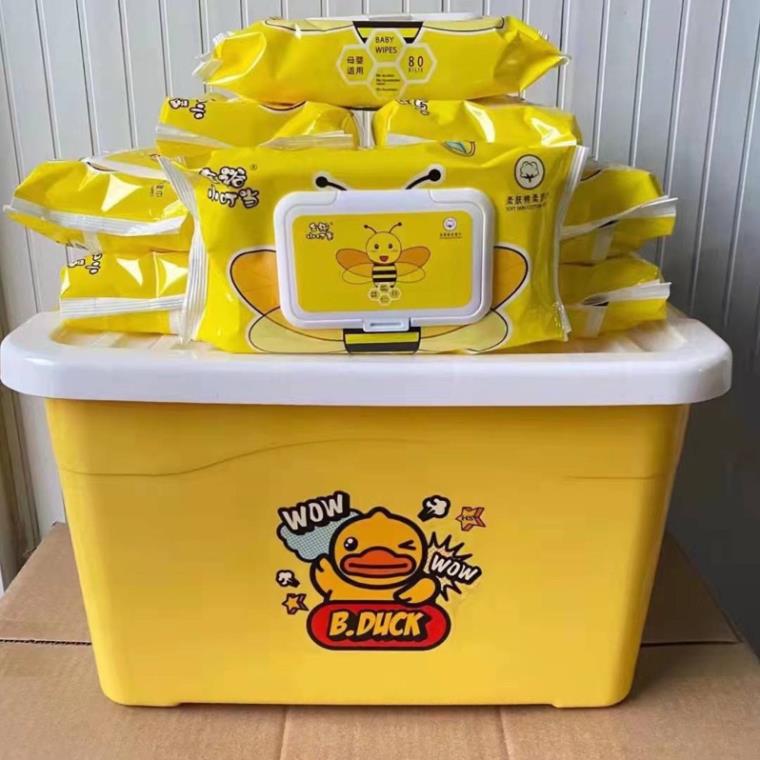 Thùng 10 gói khăn ướt vịt vàng/ khăn vịt Duck/ khăn giấy ướt vịt vàng kháng khuẩn