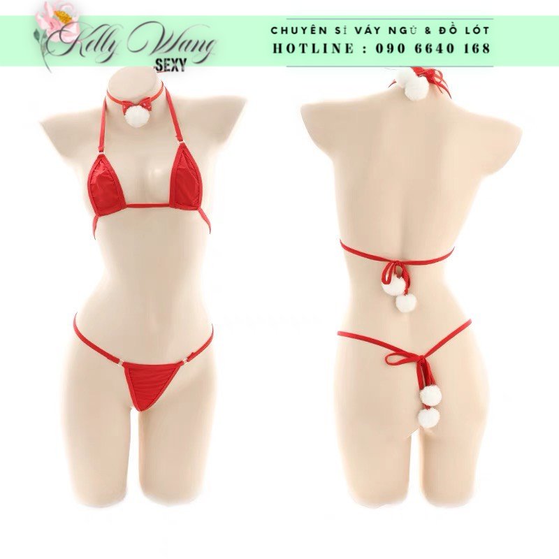 BK039 - Set đồ lót noel cosplay sexy giáng sinh - bộ đồ lót vải nhung gợi cảm -KELLWANG