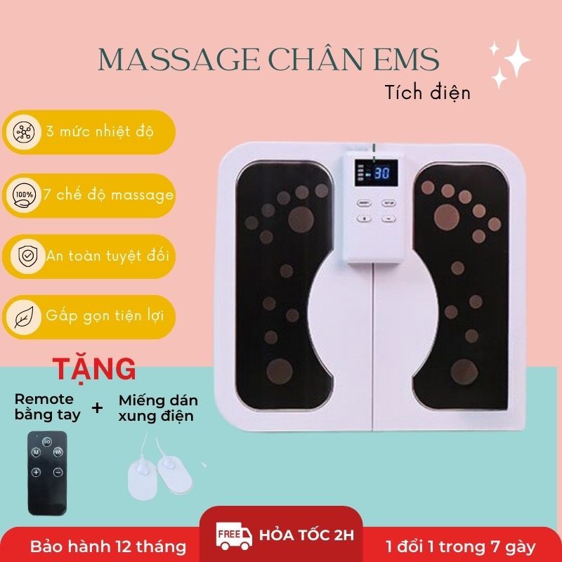 Máy massage chân xung điện EMS thông minh cao cấp Có REMOTE cầm tay - Thảm mát xa bàn chân 50 cấp độ Giảm Đau Mỏi Bàn Chân, Đau Mỏi, Tê Bì...