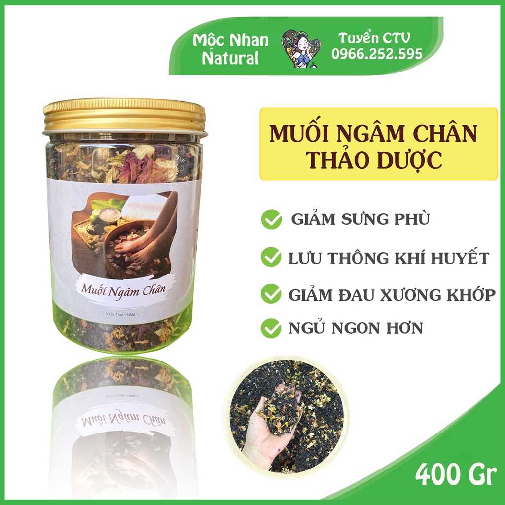 Muối ngâm chân thảo dược Mộc Nhan, giảm sưng phù, lưu thông khí huyết, ngủ ngon.