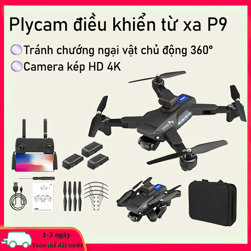 Drone camera 4k mini Máy Bay Flycam P9 Pro Max fIycam trang bị camera kép4kCảm Biến Tránh Vật Cản Lai Cam Điều Khiển Từ Xa hình ảnh siêu rõ ràng.