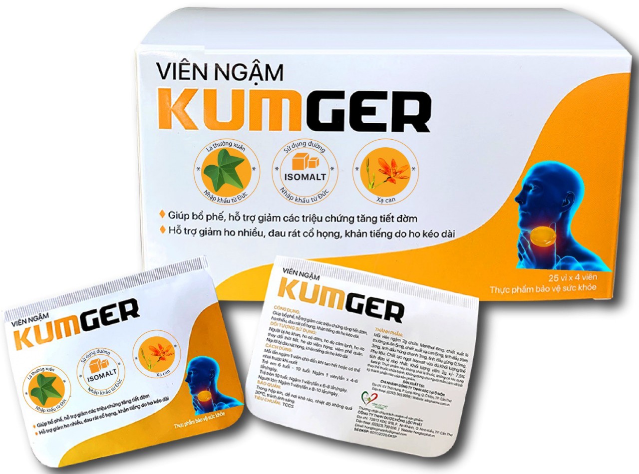 Viên Ngậm Gừng Kumger hộp/hũ 100 viên Ho Khan, ho đờm, ho cảm lạnh- đau rát khan tiếng