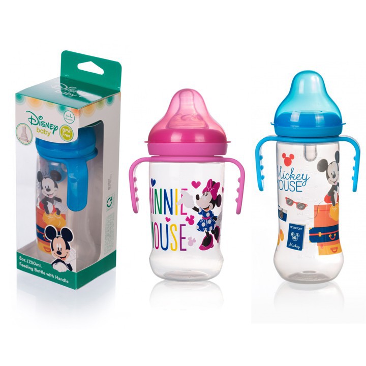 Bình sữa cổ rộng có tay cầm 125ml / 250ml disney baby