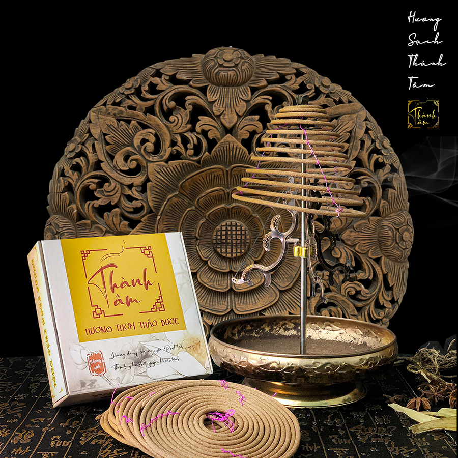 Hương sạch Thành Tâm, hương vòng thảo mộc, hương vòng 24h, nhang thơm, ít khói, 100% nguyên liệu tự nhiên, hộp 10 vòng