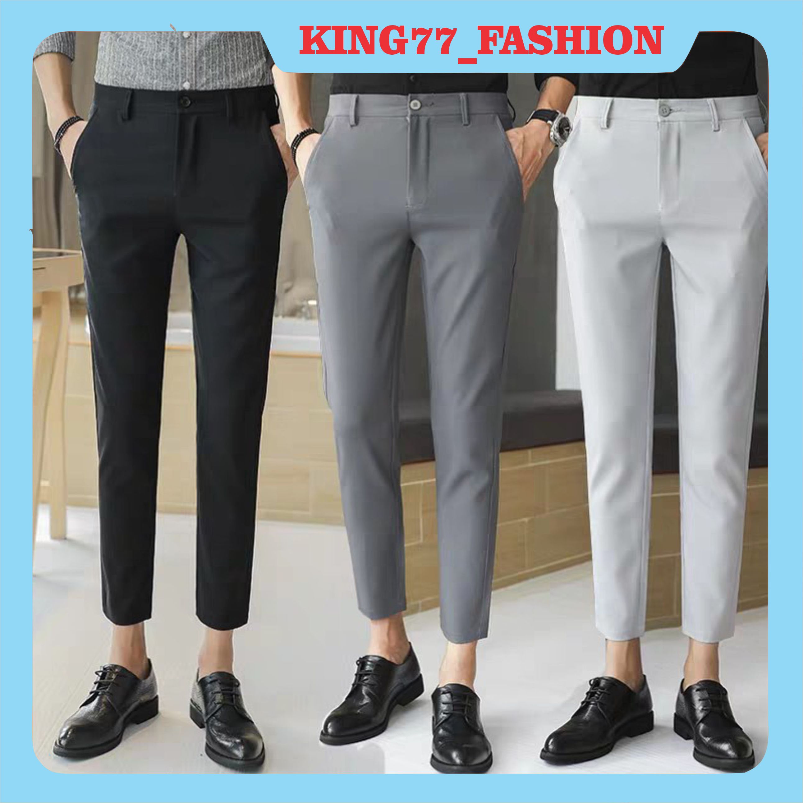 Quần tây âu học sinh ống ôm, quần baggy nam vải xướt cao cấp co dãn nhẹ chống nhăn chống xù mẫu mới giá rẻ KING77_FASHION
