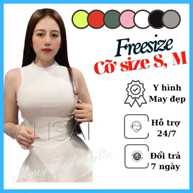 Áo croptop nữ ngắn 3 lỗ thun gân kiểu trơn oổ lọ cao sát nách _ Áo thun gân crop top crt cổ cao không tay dáng ôm body giá rẻ, vải dày màu rêu, trắng, đen, xanh neon, vàng bò hot xinh