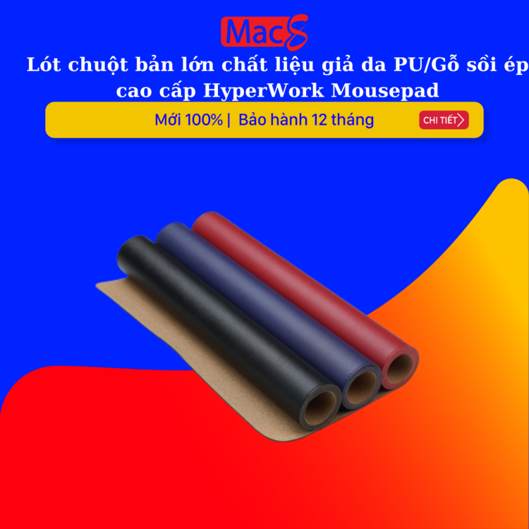 Lót chuột bản lớn chất liệu giả da PU/Gỗ sồi ép cao cấp HyperWork Mousepad