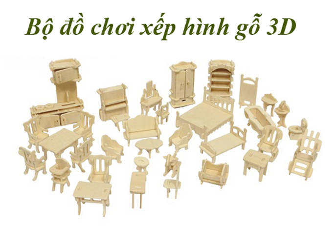 [HCM]Bộ đồ chơi xếp hình gỗ 3D giúp trẻ sáng tạo