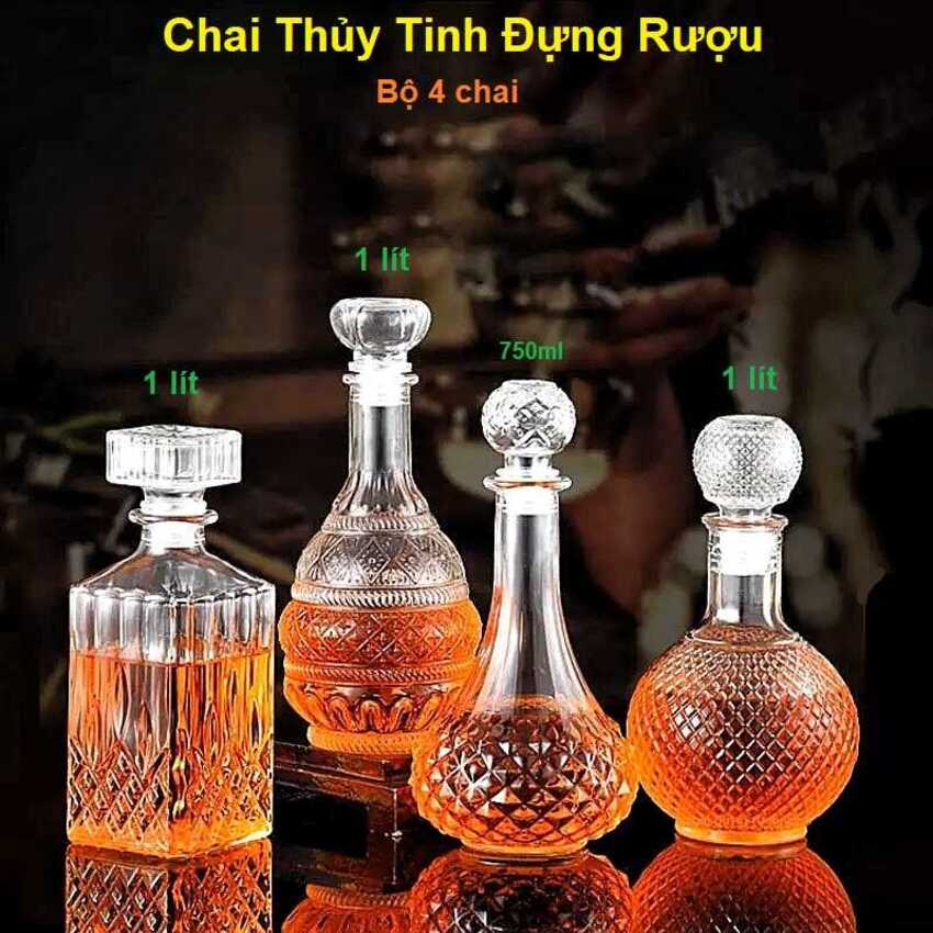 Bình thủy tinh đựng rượu – chai đựng rượu – vỏ chai rượu đẹp