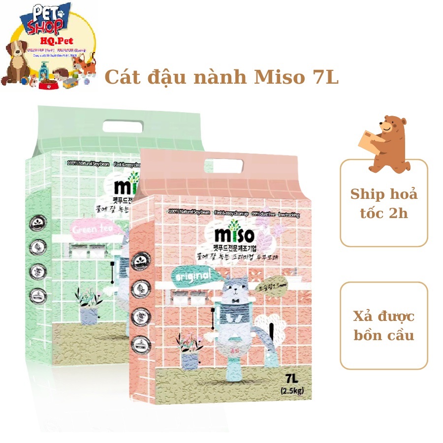 Cát Đậu Nành Miso 7L Cát Vệ Sinh cho Mèo Miso HươngTrà xanh Sữa
