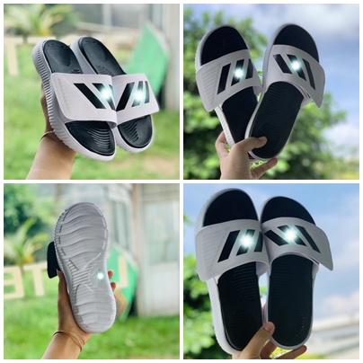 Dép A.lphabounce VNXK [FULLBOX] 3 sọc quai ngang nam nữ trắng sọc đen loại 1 vnxk chất dày đế cực êm quai dán, kèm tem tag đầy đủ