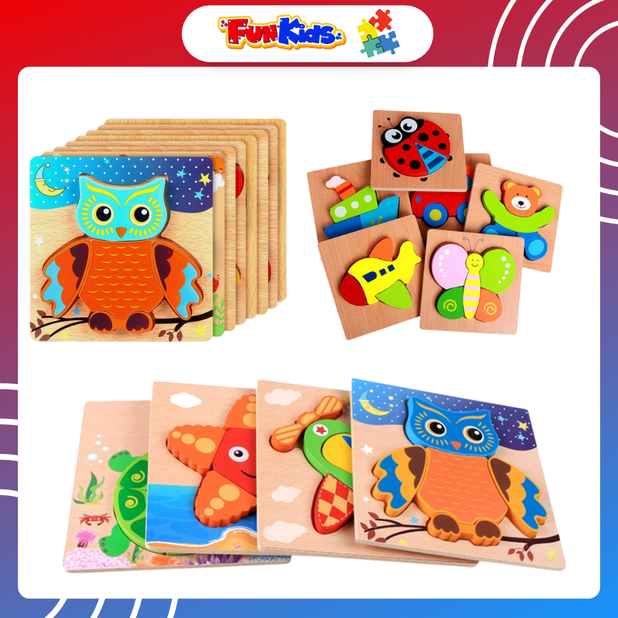 Đồ Chơi Tranh Ghép Gỗ 3D Thông Minh Cho Trẻ Từ 1 Đến 3 Tuổi Nhiều Màu Sắc Phát Triển Trí Não Và Tư Duy Logic