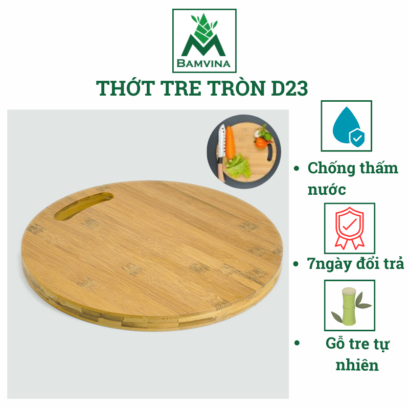 Thớt tre tròn bamvina đường kính 23cm