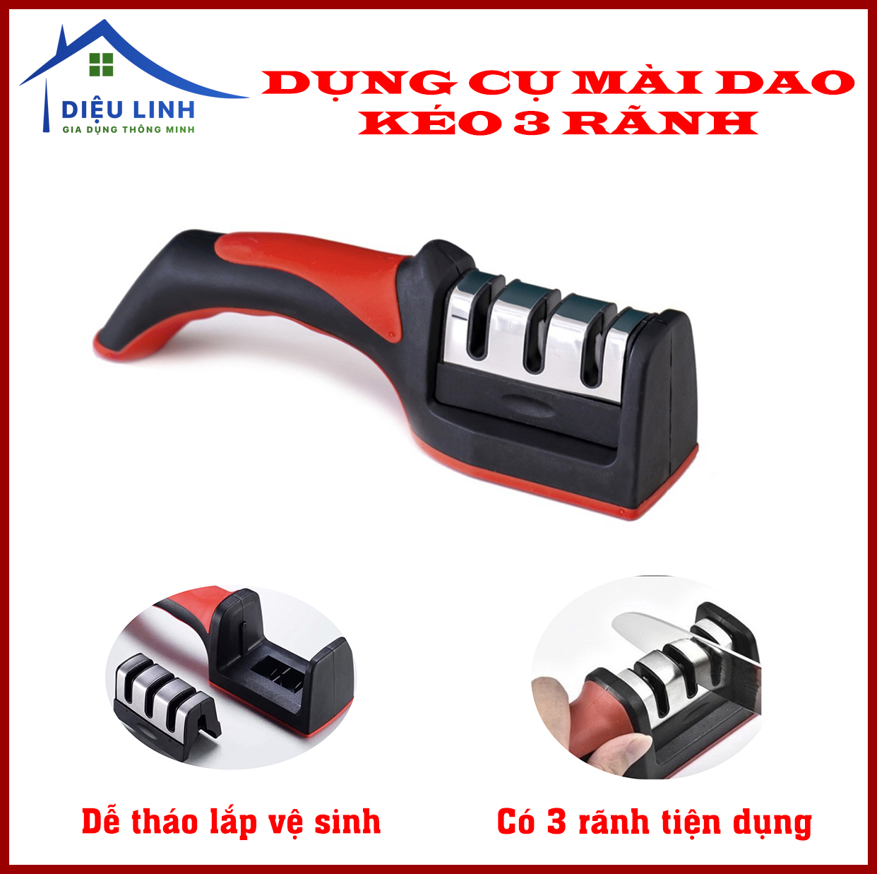 mài dao siêu bén, 3 rãnh tiện dụng, Cầm Tay - Mài Dao Nhanh dieulinhshop