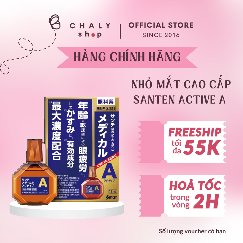 Nước nhỏ mắt cao cấp Santen Medical Active A bổ sung 50.000 đơn vị vitamin A lọ 12ml nội địa Nhật