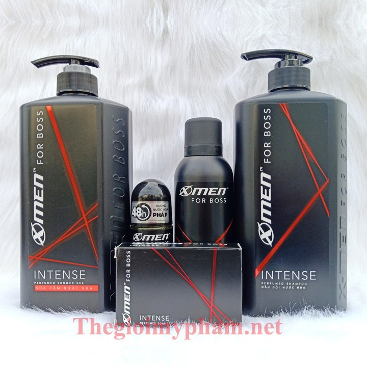 Combo X-Men For Boss Intense: Tắm 650g + Lăn 50ml + Xịt 150ml + Gội 650g - Tặng 1 Xà Bông 70g