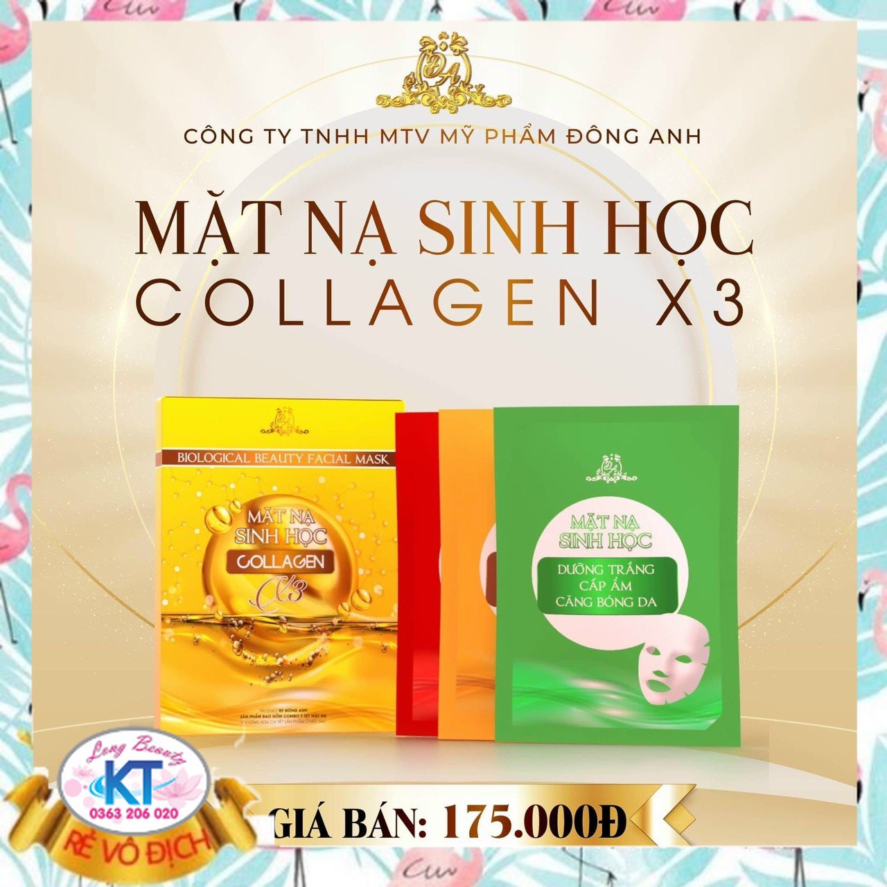[Team Cào-Chính hãng-Mỹ Phẩm Đông Anh ]Mặt nạ sinh học collagen x3 đông anh Hộp 5 miếng Mặt nạ Sinh Học Collagnet X3 Đông Anh
