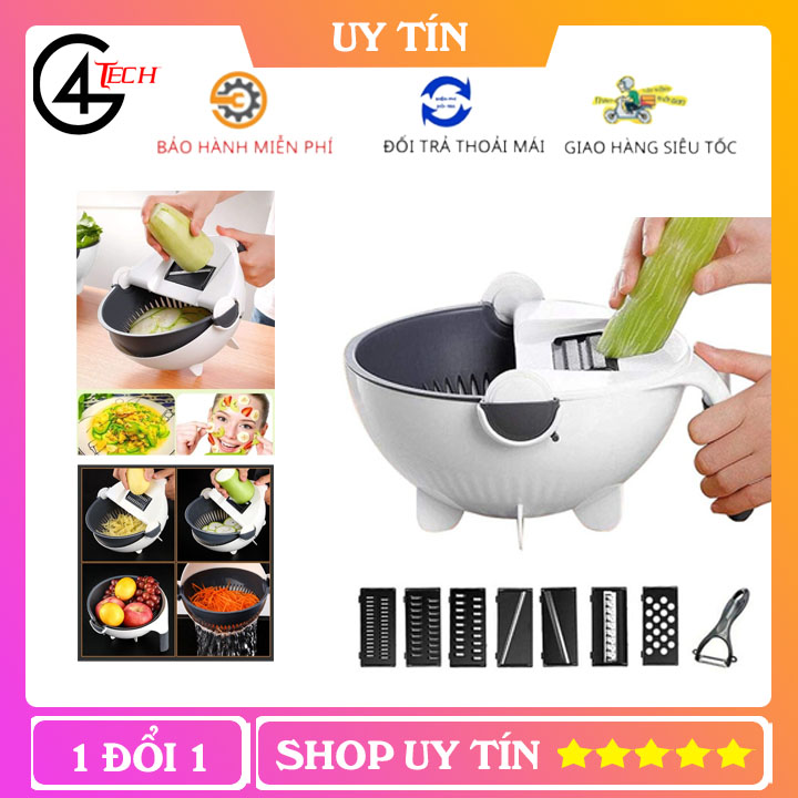 Bộ dụng cụ nạo rau củ quả 9 trong 1 - Rổ Kiêm Chậu Nạo Rau Củ Kèm Rổ Đa Năng Tiện Dụng Tiết Kiệm Thời Gian Và Không Gian Căn Bếp Gia Đình