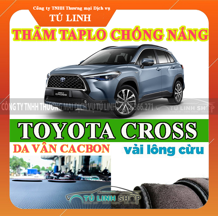 Thảm taplo toyota cross bằng lông cừu 3 lớp hoặc da cacbon
