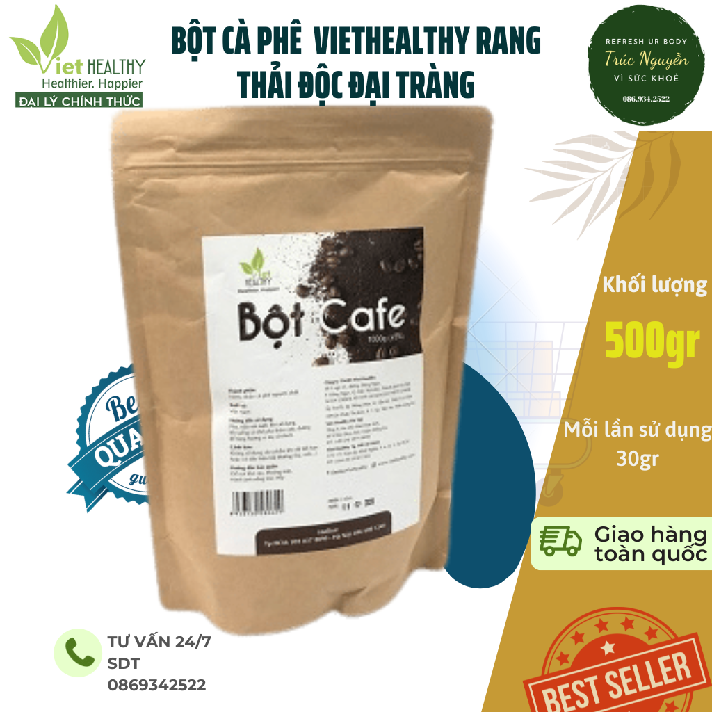 Bột cà phê nguyên chất Enema Viet Healthy Thải Độc Đại Tràng 500g