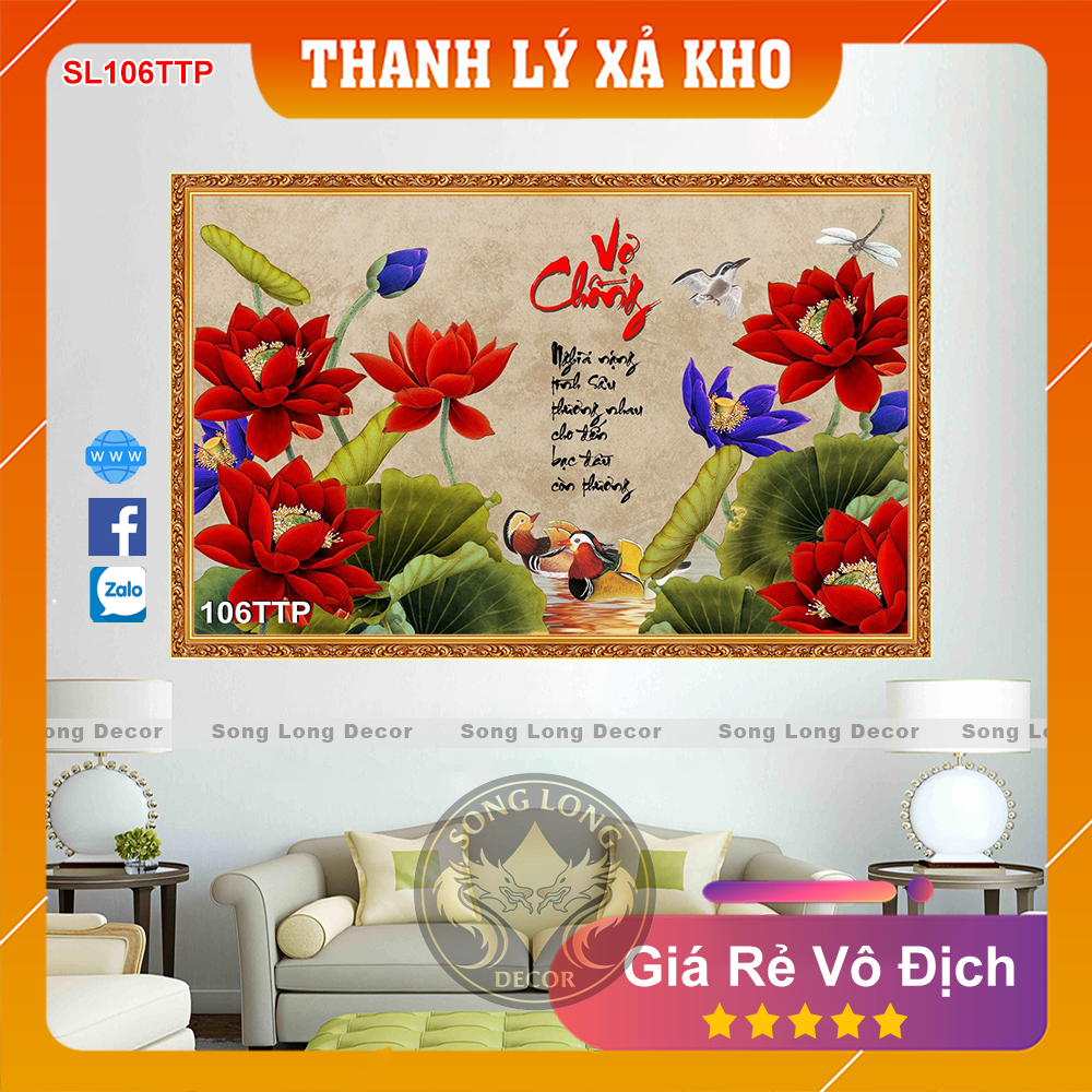 Tranh Dán Tường Chữ Vợ Chồng- SL106TTP-Tranh 3d Thư Pháp - Song Long Decor