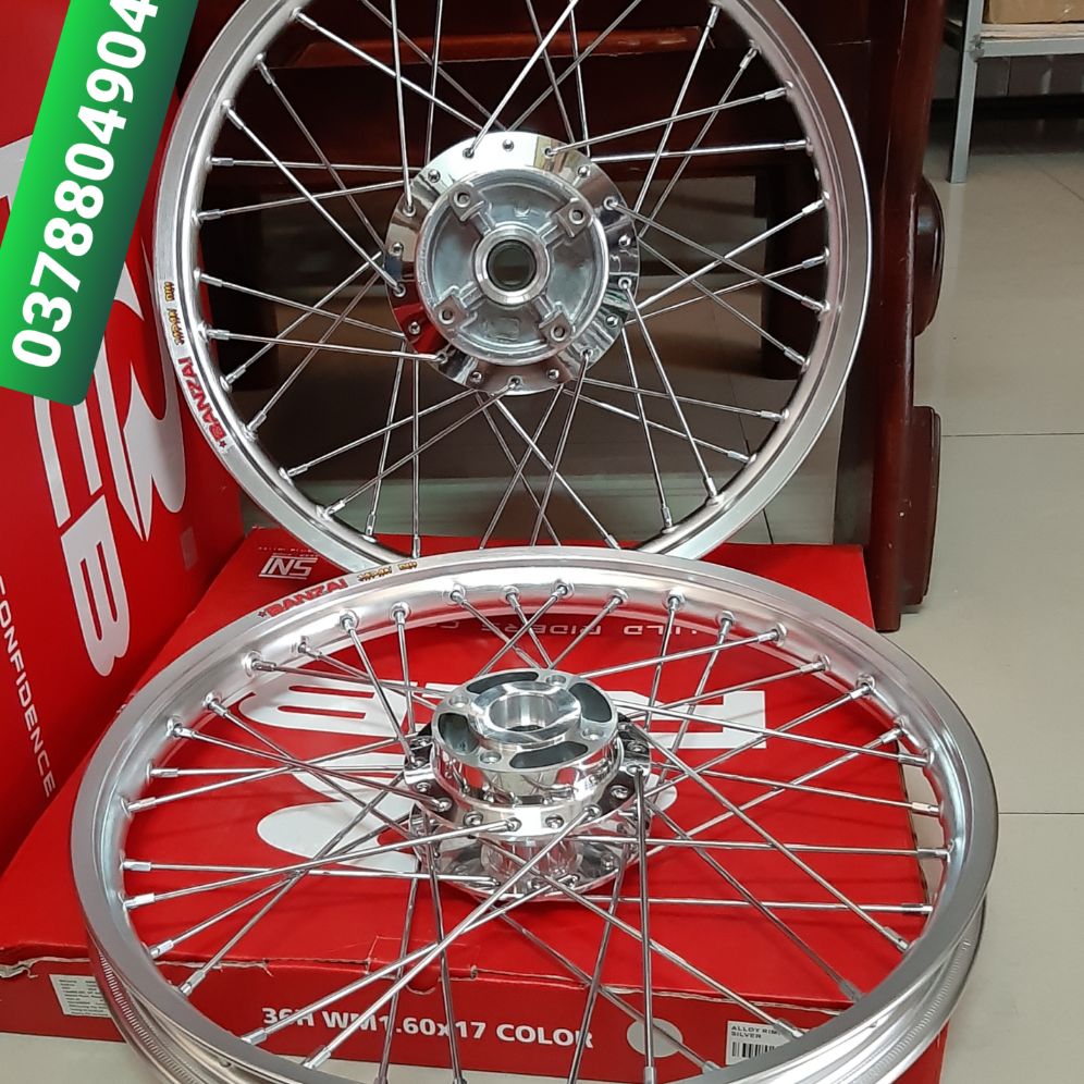 Bánh căm EXCITER 135 căm đùm mạ crom niềng nhôm BANZAI trước 1.4 sau 1.4đã rút căm sẵn