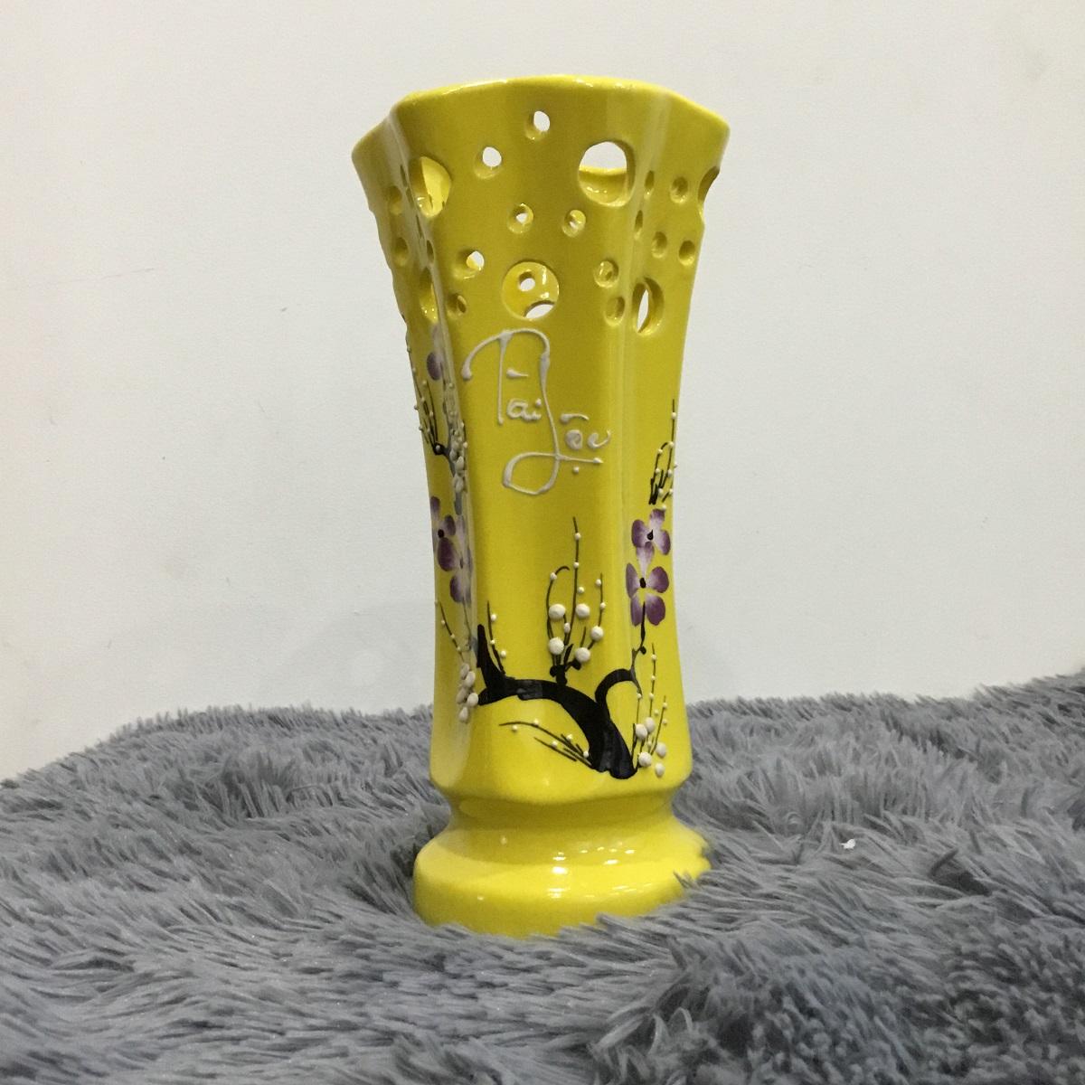 Bình hoa tài lộc 24 cm - gốm sứ bát tràng