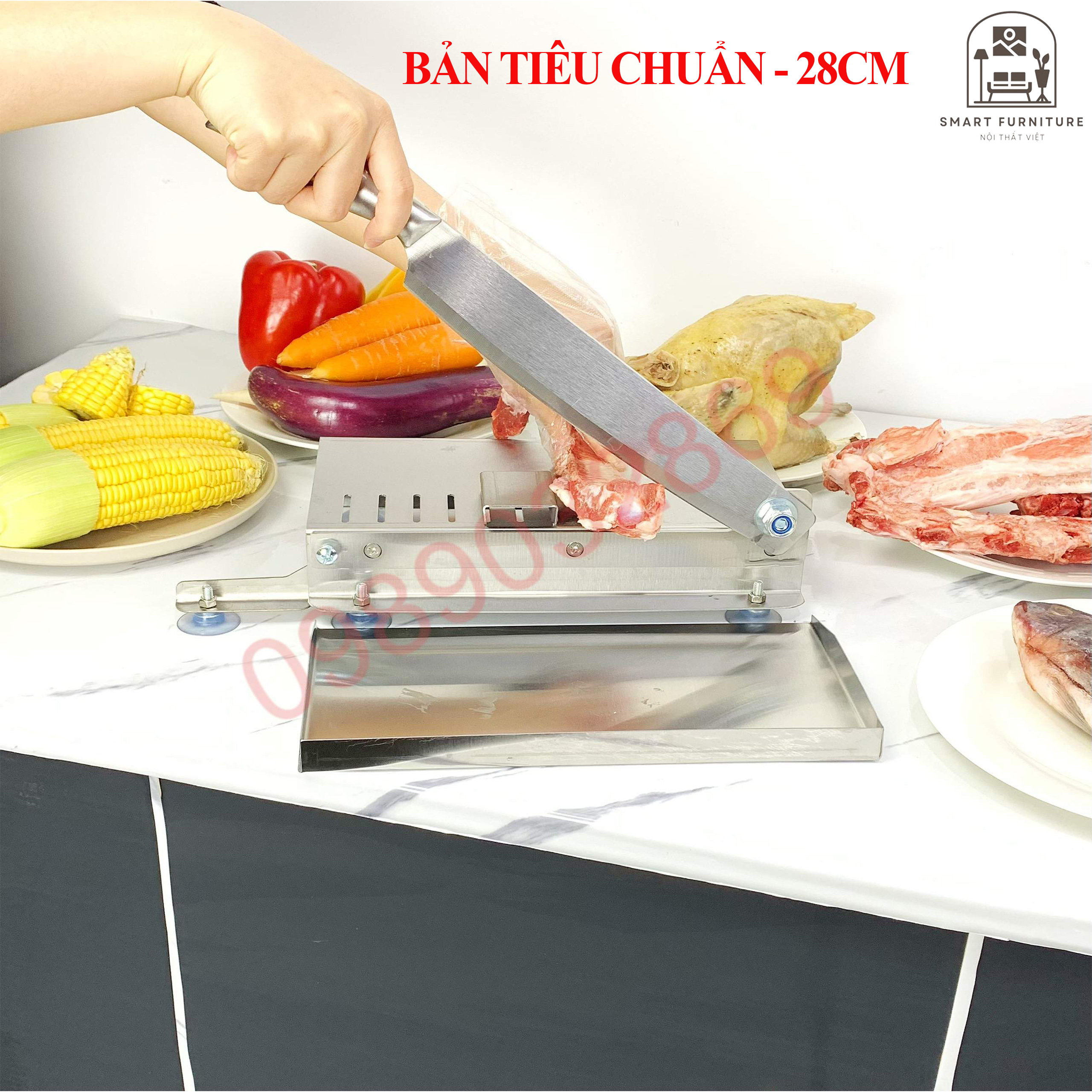 Dao cắt gà, cắt xương cầm tay đa năng Bản tiêu chuẩn 28cm - Chặt gà, thái nấm linh chi, thái thịt đông lạnh - Made in Việt Nam