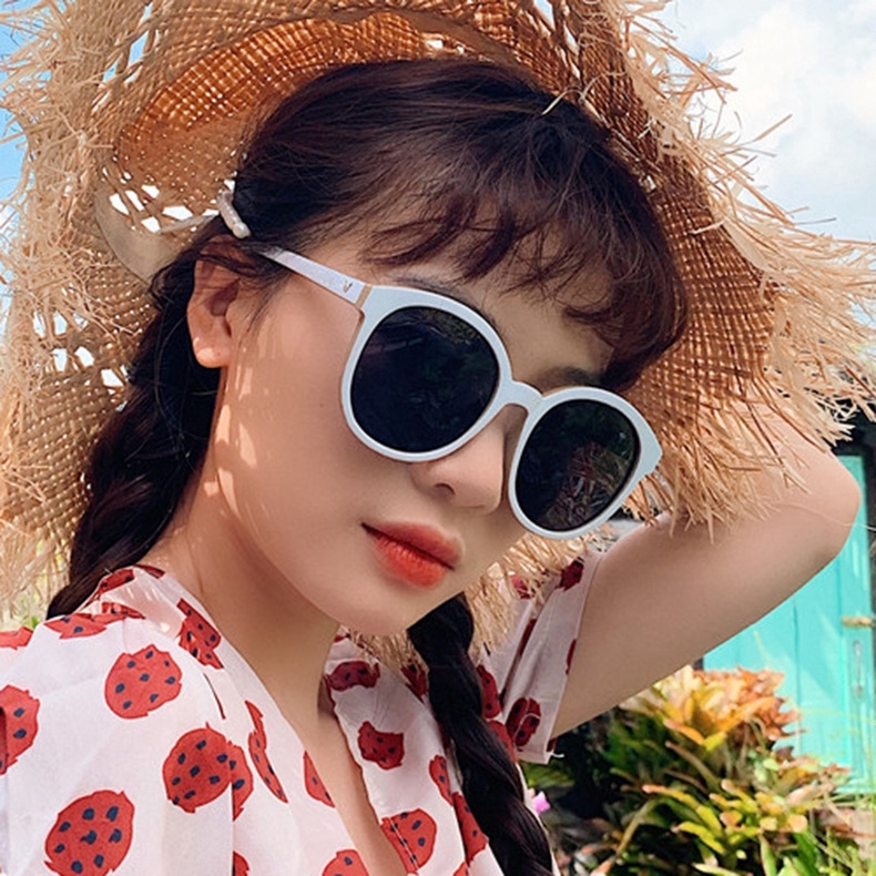Mắt Kính Râm Nữ Chống Nắng Bảo Vệ Mắt Gọng Kính Mắt Dáng Tròn Trẻ Trung