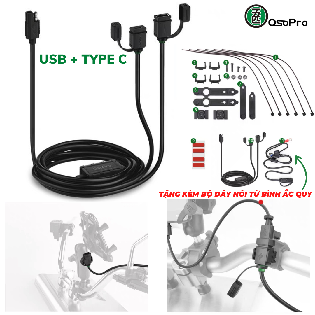 Bộ sạc usb + type c osopro chính hãng