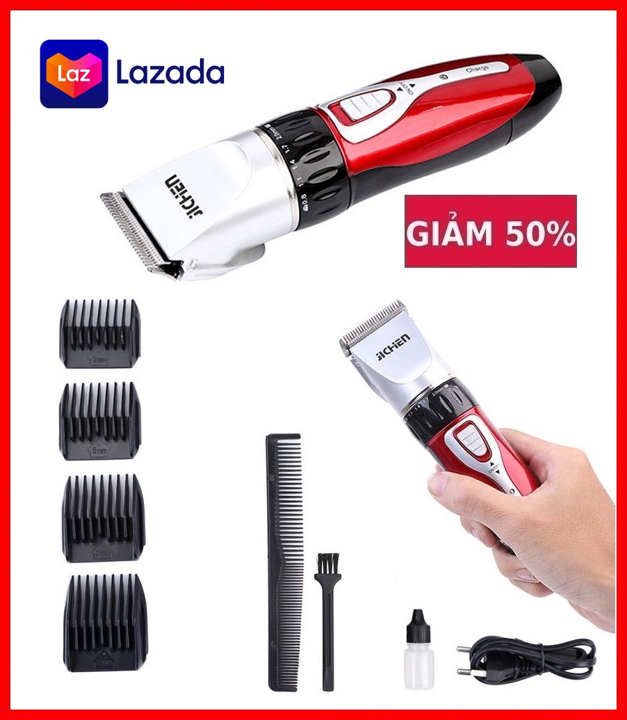 Tông đơ cắt tóc trẻ em và gia đình JC - 0817 tông đơ hớt tóc cho bé sử dụng không dây- Tông đơ cắt tóc không dây chuyên nghiệp Jichen JC-0817 – Kèm 4 cỡ lược căn chỉnh độ dài tóc