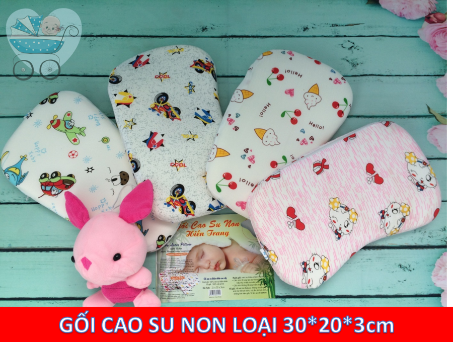 Gối cao su non size nhỏ cho bé 0 - 3 tháng tuổi chất liệu cao su non tự nhiên vỏ gối là vải cao cấp