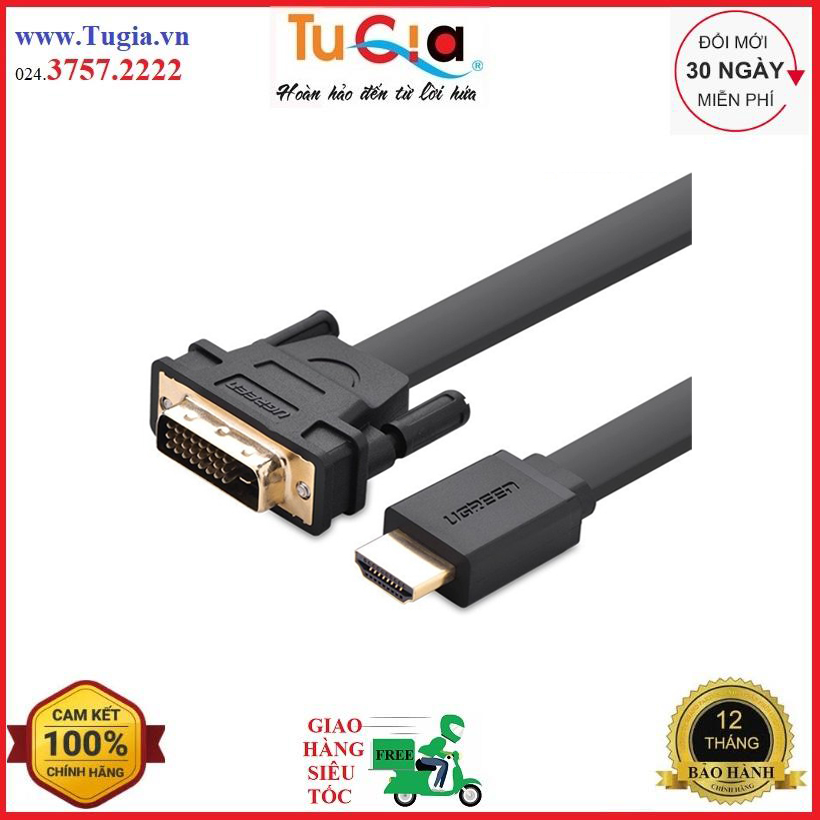 Cáp chuyển đổi hdmi sang dvi ugreen 30137 1m - hàng chính hãng