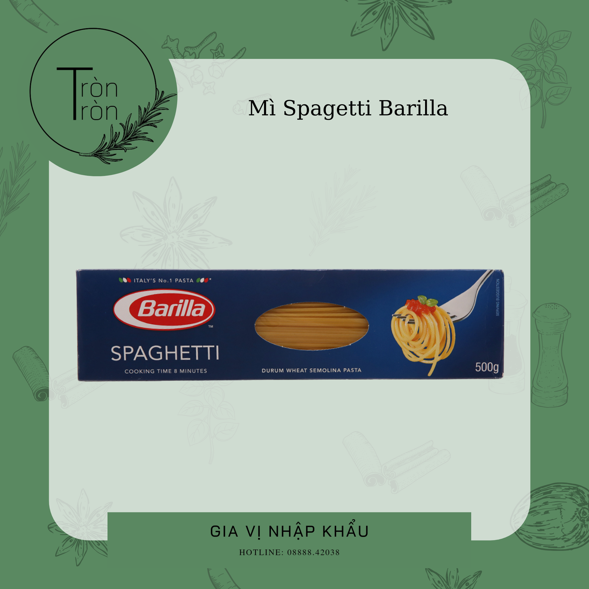BARILLA Mì Ý Spaghetti số 5 thơm ngon nhất sợi tròn- 500g nấu mì trộn mì pasta
