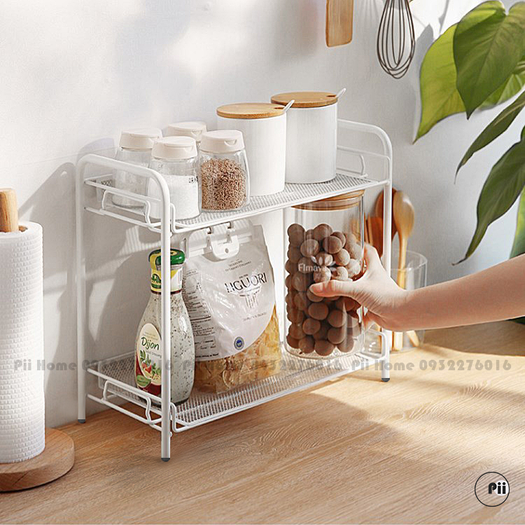 Kệ đựng đồ 2 tâng đa năng (gia vị, mỹ phẩm) khung thép lắp ráp TEVALEN IKEA