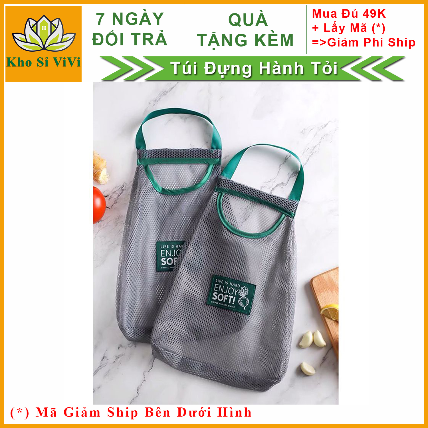 Túi giỏ lưới đựng hành tỏi củ đồ khô 2 ngăn mẫu mới, túi đựng đồ nhà tắm đựng đồ lót kích thước 30x40cm  Giá Sỉ