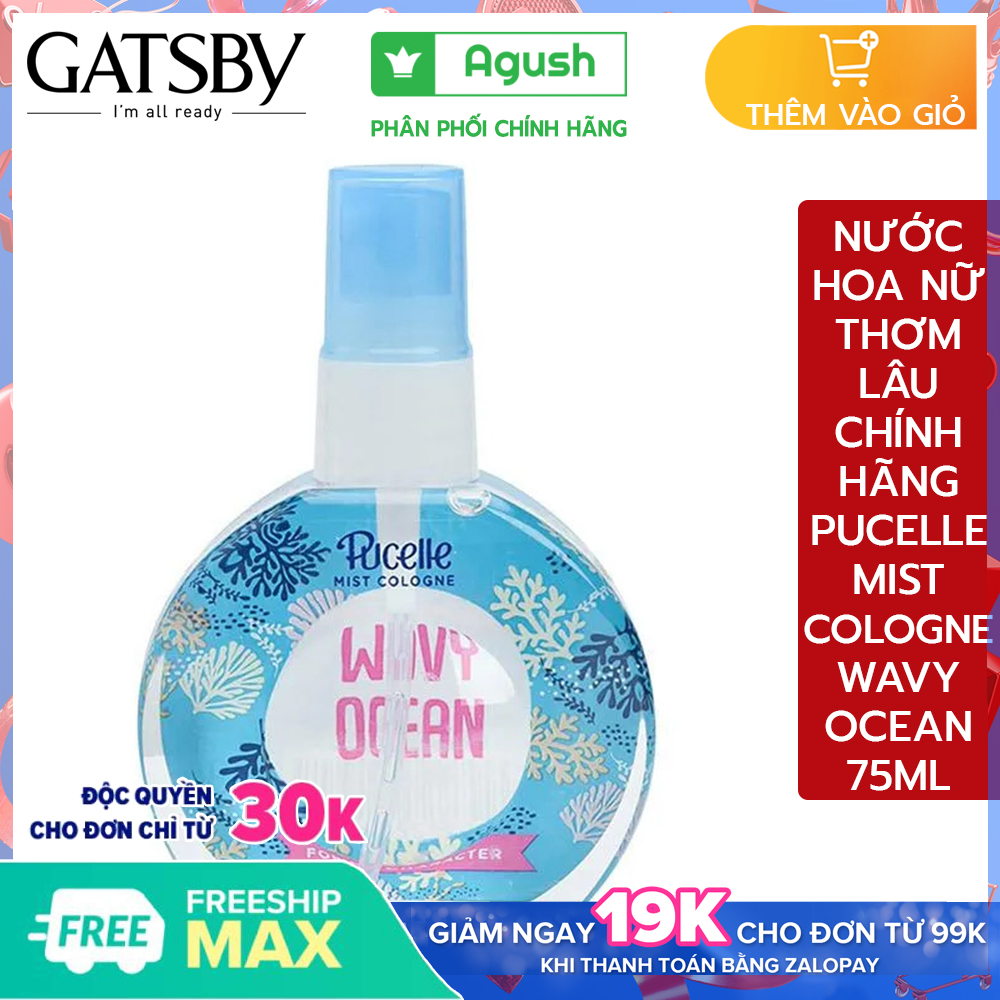 Nước hoa nữ cho học sinh em bé gái thơm lâu chính hãng Pucelle Mist Cologne Wavy Ocean màu xanh mùi mát nhẹ nhàng không nồng combo chai mini 75ml nhỏ gọn bỏ túi dạng xịt body toàn thân đi học lưu hương giữ mùi lâu giá rẻ