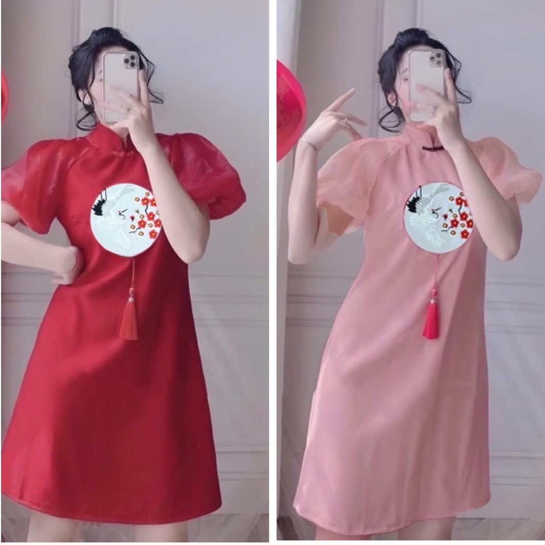 Đầm Bigsize Thêu 5D Tay Bồng Lụa Hàn, Váy Mặc Lễ Hội Dễ Thương Sang Trọng 50-95kg Múp Xinh Big Size
