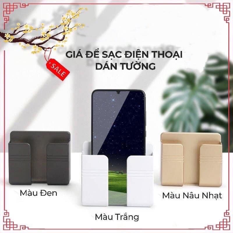 Giá Đỡ Điện Thoại Dán Tường Để Sạc Điện Thoại Remote Điều Khiển Ổ Cắm Đa Năng Chất Nhựa Bền Đẹp Kèm Keo 2 Mặt