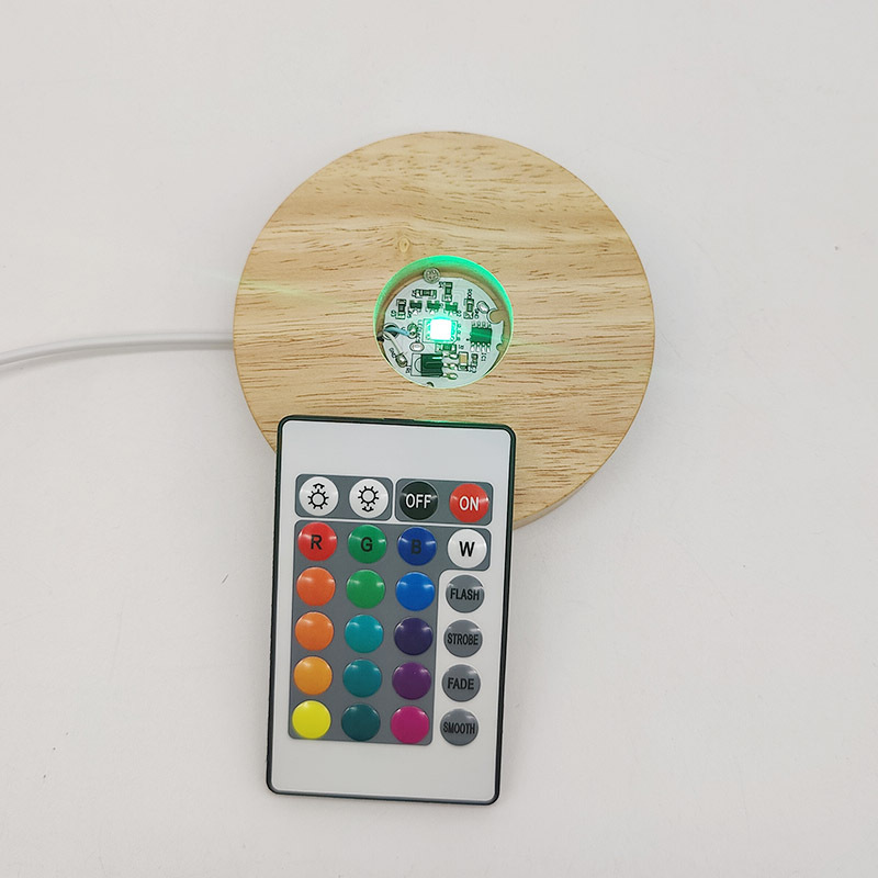 Đế đèn LED tròn bằng gỗ thay đổi màu sắc dùng cho trưng bày, làm đèn ngủ DC 5V tròn 120mm